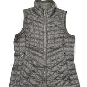 The North Face Thermoball Vest Womens Small Gray Quilted Puffer Jacket Full Zip